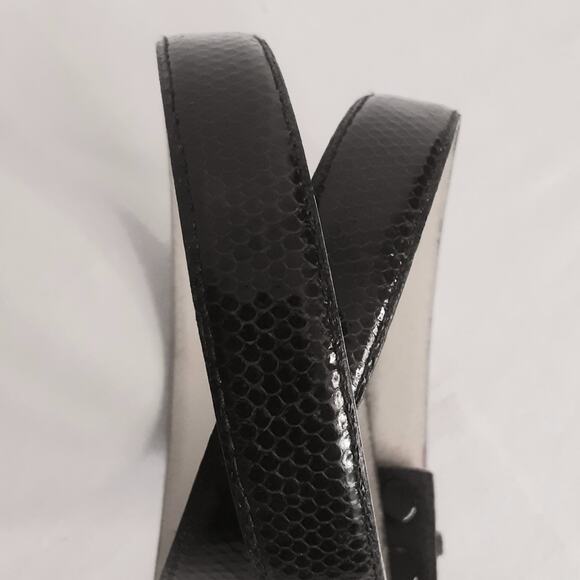 Serp Skinny Snake Skin Belt Womens XSmall Waist Darkest Brown 1993 Buckle Added - Picture 7 of 11